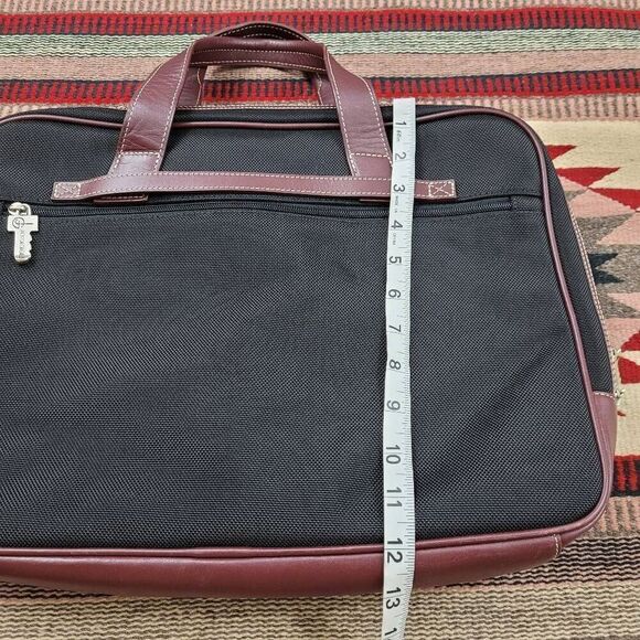 Jack Georges Black Brown Canvas Leather Messenger Laptop Bag Carry On Simple - Picture 11 of 12